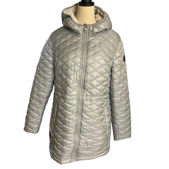 Steve Madden Glacier Shield  Insulated Womens XL Silver Hoodie Faux Fur Lined - Picture 3 of 16